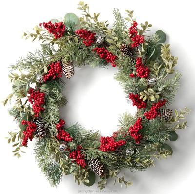 China Handmade Christmas Decoration Factory Wholesale Natural Material Willow Wreath For Door Decoration for sale