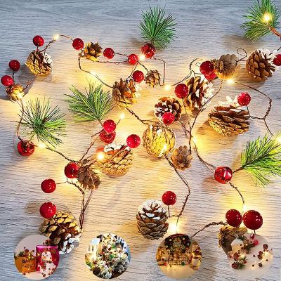 China Durable 7.8inch Christmas String Lights with Red Berry Bell Pine Cone, LED Christmas Berries Indoor and Outdoor Decoration for Christmas for sale