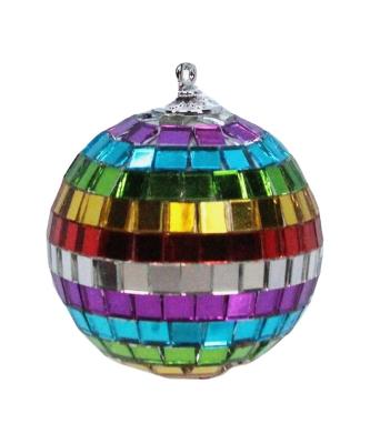 China Mix Color Durable Christmas Tree Bauble Decoration Piece Rainbow Mirror Glass Ball for sale