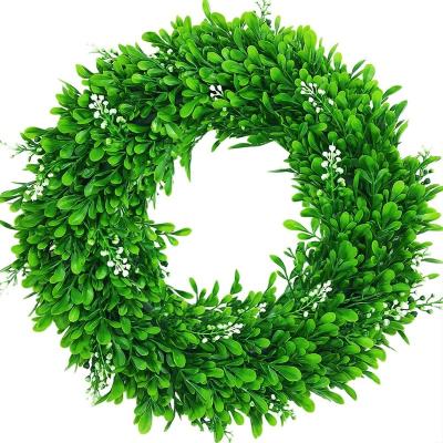 China 12-15 inch durable eucalyptus garland, green eucalyptus garland, artificial boxwood wreath garlands for front entrance for sale