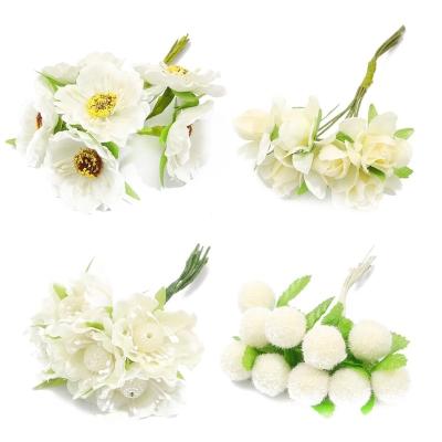 China 6/10/12/70/90pcs Flower 6/10/12/70/90pcs Hybrid Christmas Wedding Cake Topper Durable Hybrid Ivory Ivory Gift Box Braids Decor for sale