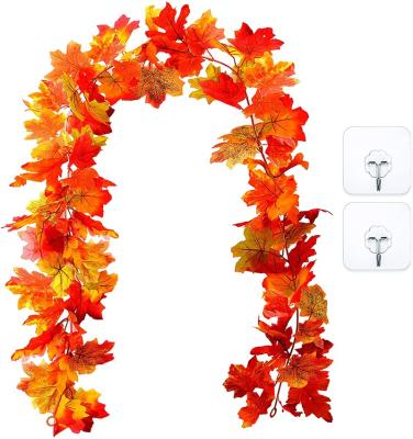 China Autumn Maple Leaf Hanging Garland 6ft Durable Artificial With Hooks Thanksgiving Fall Garland Decoration Vine Leaves for sale