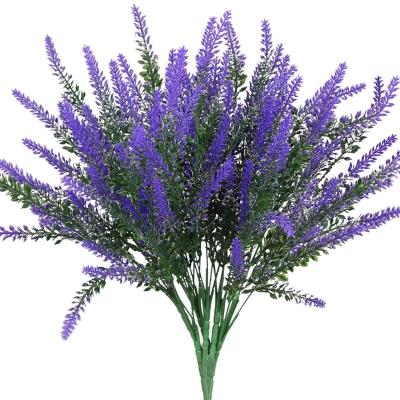 China Durable Artificial Purple Fake Lavender Flocked Plastic Flowers For Indoor And Outdoor Decorations for sale