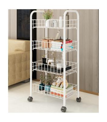 China 2022 Latest Design Metal Storage Baskets Modern Multilayer Kitchen Storage Cart With Wheel for sale