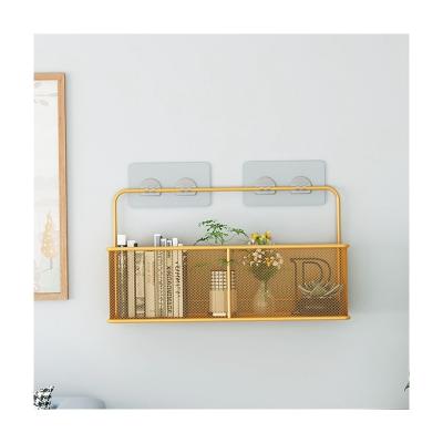 China Cleaning Baskets Hang Wall Storage Basket Self Adhesive Low Price Metal Iron Storage for sale