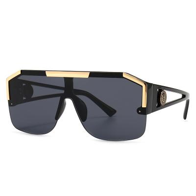 China Trendy Oversized One Piece PC Lens Sunglasses Women Men PC Fashion Sun Glasses 2022 Shades for sale