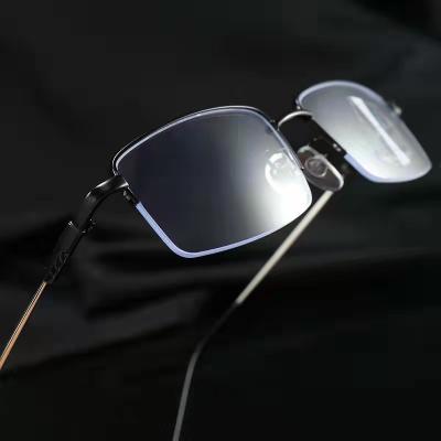 China New Ultra Light Memory Half Frame Multifocal Semi-Rimless Frame Titanium Alloy Reading Glasses Prevent Blue Light To See Far To See Near for sale