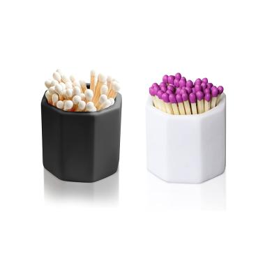 China New Chinese Style Custom Black White Ceramic Match Stick Holder With Backstop for sale