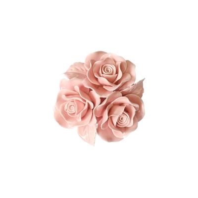 China Europe style 3d luxury ceramic artificial rose flower sculpture for party wall home wedding decor for sale