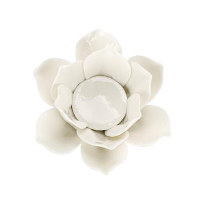 China European style custom luxury high quality white ceramic lotus flower candle holder for wedding home decorations for sale