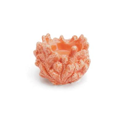 China European style custom design unique coral orange decorative ceramic table candle holder supplier for sale