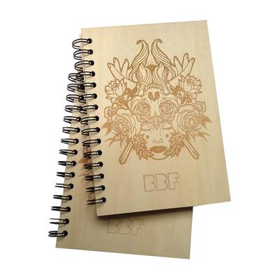 China 2022 Spiral Real Wood Cover with Laser Engraving Logo Spiral Binding Customized a5 Recycle Dairy Eco-Friendly Notebook for sale