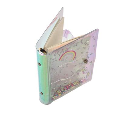 China Hot Sale Printed 6 Ring Binder Fancy Recycled Iridescent PVC/TPU Customize Glitter Notebook Organizer for sale