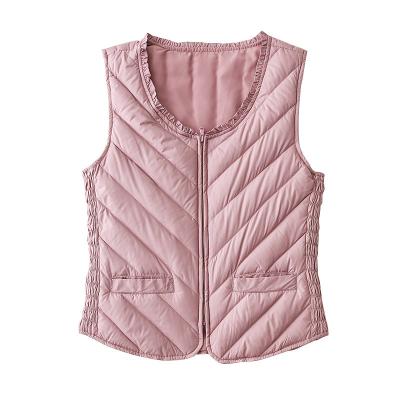 China 2023 New Women's Winter Windproof Duck Down Vest Solid Color Short Style Women's Vest Slim Warm White Coats And Jackets for sale