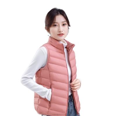 China OEM Windproof Autumn Winter Korean Version Plain Down Vest Women Stand Up Collar Sleeveless Casual Female Tank Tops Down Vest S-4XL for sale