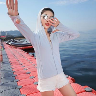 China UPF50+ fabric protection anti-shrink ice jacquard sunscreen women's anti-UV silk clothing short UV jacket women's breathable summer 5536 for sale