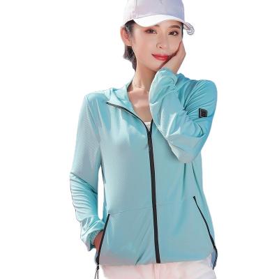 China 2023 New Summer Outdoor Women's Ice Silk Hooded Anti-ultraviolet Thin Breathable Short Jacket 5533 Anti-shrinkage Anti-ultraviolet for sale