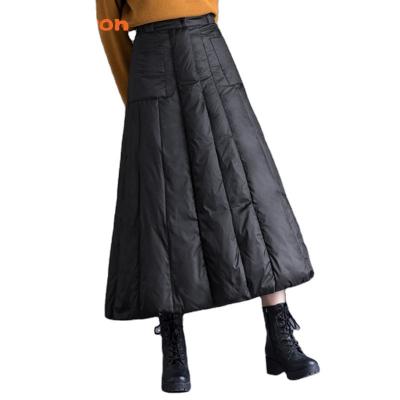 China Duck Down Plus Size Winter viable Maxi Skirts Womens Black Vintage 2023 casual loose skirts high waisted clothing long for women 3XL for sale