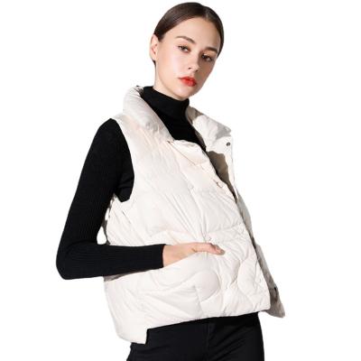 China Windproof Women Down Invest New High Grade Black Duck Down Fluffy Waistcoat White From Autumn And Winter 2023 for sale