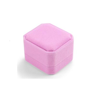 China Gift Packaging Box Free Samples Storage Rectangle Decorative Clamshell Type Soft Velvet Boxes For Rings Jewelry Box High Quality Pink for sale