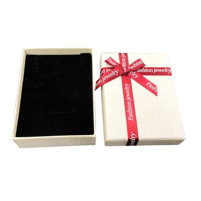 China Recycled Materials New Arrival Decorative Ribbon Rectangle Bracelet Jewelry Box Packaging Cover And Base Gift Box Jewelry Boxes With Logo for sale