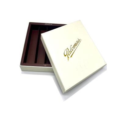 China Recycled Materials Factory Supply Rectangle Cardboard Gift Box Packaging Blank White Lid And Low Rigid Box Chocolate Box Inserts Trays for sale