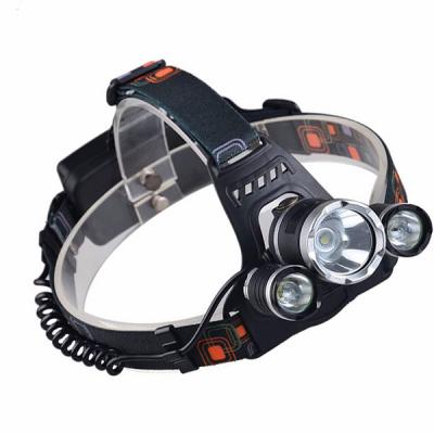 China Brightest 3pcs LED Clover Head Camping Lamp T6 18650 Rechargeable 4 Modes Waterproof Led Headlight Camping Headlamp for sale