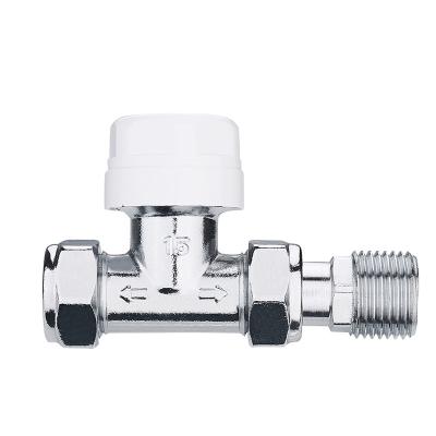 China EN215 Modern Straight Thermostatic Radiator Valve TRV Chrome Brass Valve for sale