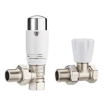 China Chrome General Head TRV Thermostatic Radiator Valve With Lockshield Valve Pool For Water Heating Adjustment for sale