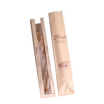 China Disposable Custom Printed Baguette Kraft Paper Bread Bag for sale