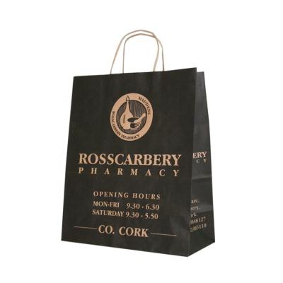 China Recyclable Wholesale Luxury Black Boutique Paper Shopping Bag With Custom Logo for sale