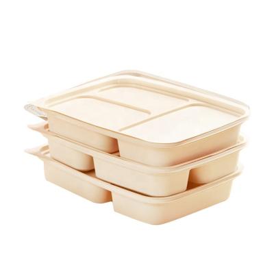 China Biodegradable Compartment Compostable Lunch Material Cornstarch Bento Box Takeout Packaging For Food Catering for sale