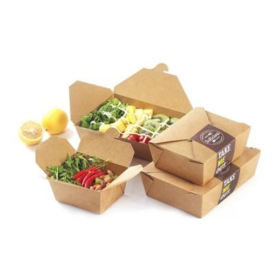 China Disposable Disposable Take Out Kraft Paper Container Food Box For Packaging for sale