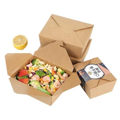 China Disposable Take Away Brown Paper Lunch Boxes For Packing Food for sale