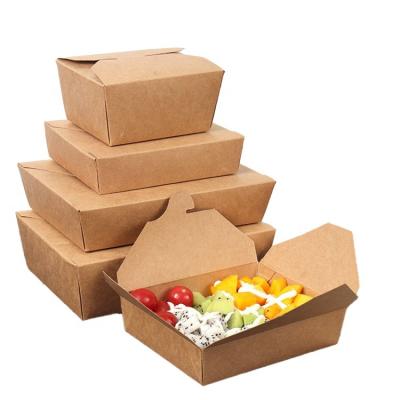 China Disposable Plain Kraft Paper Food Storage Packaging Box For Hot Food for sale