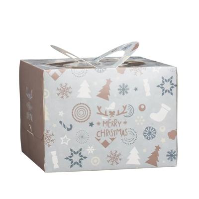 China Disposable Cheap White Cardboard Christmas Paper Cake Box For Kids for sale