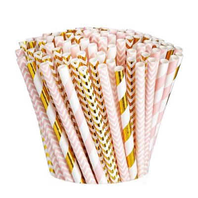 China Biodegradable Different Pattern Biodegradable Paper Drinking Straws for Smoothies Restaurants and Party Decorations for sale