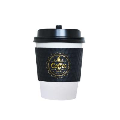 China Disposable Wholesale Custom Printed Disposable Black Corrugated Paper Coffee Cup Sleeves for sale