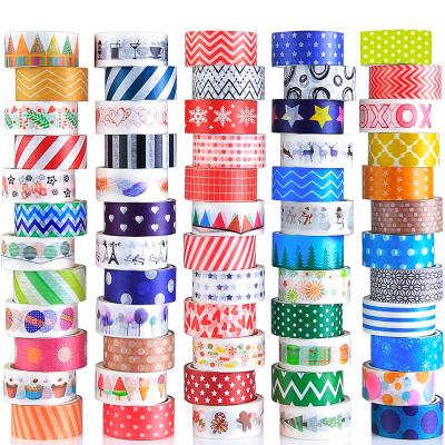 China Decorative Colorful Cute Washi Tape Rolls Craft 15mm Wide Waterproof DIY Gift Wrapping Tape Set for sale