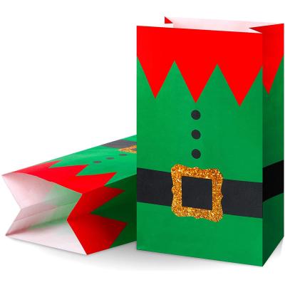 China Paper Christmas Elves Costume Printing Paper Treat Bags Christmas Party Bags Elf Candy Goodies Bags for Winter Holiday Christmas Party Favors for sale