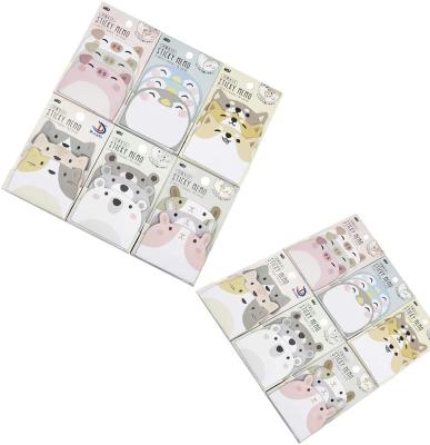 China Art Craft Self Adhesive 12 Packs Cute Animal Cartoon Sticky Notes Auto-Stick Memo Pad Sets for Pet Lovers Kids School Stationery for sale