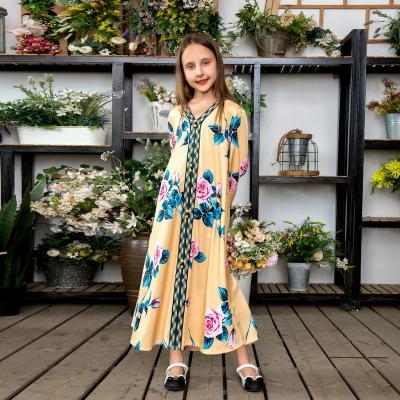 China New Style Breathable Women Farasha Embroidered Kaftan Dress Faux Georgette Ethnic Bridal Evening Party Long Dress for sale