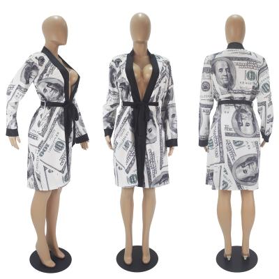 China Long sexy satin robe women QUICK DRY QUICK DRY wedding kimono sleepwear dollar printing bridal bathrobe for sale