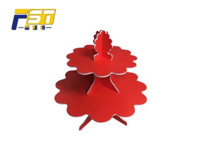 China Bumping - Proof Red Cardboard Cake Stand Easily Recycled OEM / ODM Available for sale