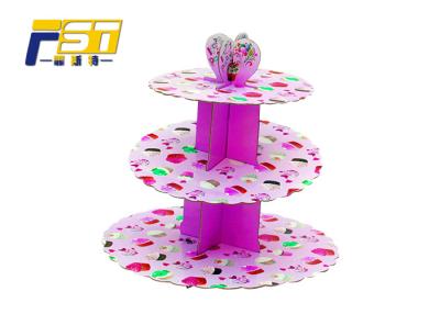 China 3 Tiers Full Color Printing Cardboard Paper Cupcake Display Stand Easy to Assembled for sale