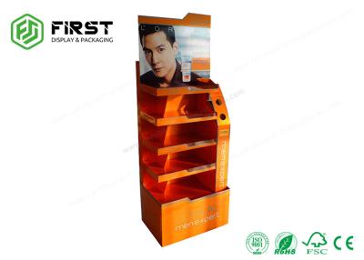 China Customized CMYK Offset Printing Corrugated POP Floor Cardboard Display Stands For Cosmetic for sale