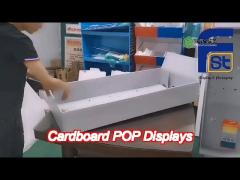 customized logo printing portable corrugated cardboard pegboard hook display stand