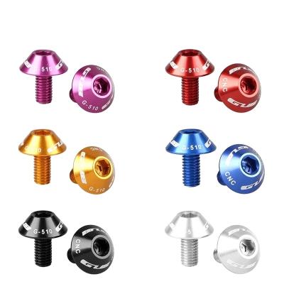 China High Quality 2Pcs/Box Bicycle Water Bottle Holder Screws Aluminum Alloy M5*12mm MTB Road Bike Bottle Cage Bolts Recycling Accessories Colorful for sale