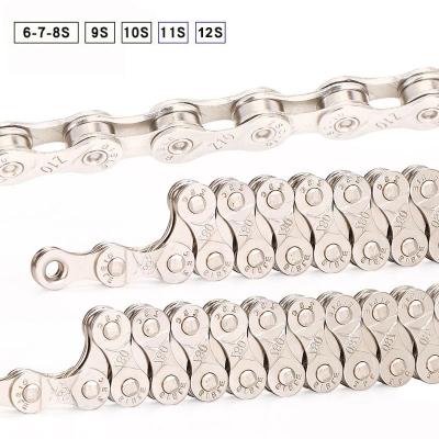 China Mountian Road Bike Mountain Bike 6 7 8 9 10 11 12 Speed ​​MTB Chain Bike Plated Road Bicycle Chains Part 116 Silver Links for sale