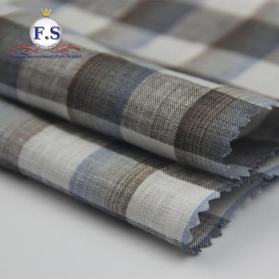 China Plain OEM Service Plaid Sheer Linen Fabric For Shirt for sale